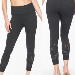 Athleta Halasana Charcoal High Rise Seamless 7/8 Perforated Tights Leggings XS